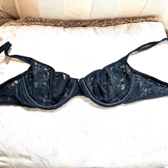 Vintage 80's Christian Dior Lace Bra with Dior Logo Monogram In Black 36B NWT - Picture 11 of 14